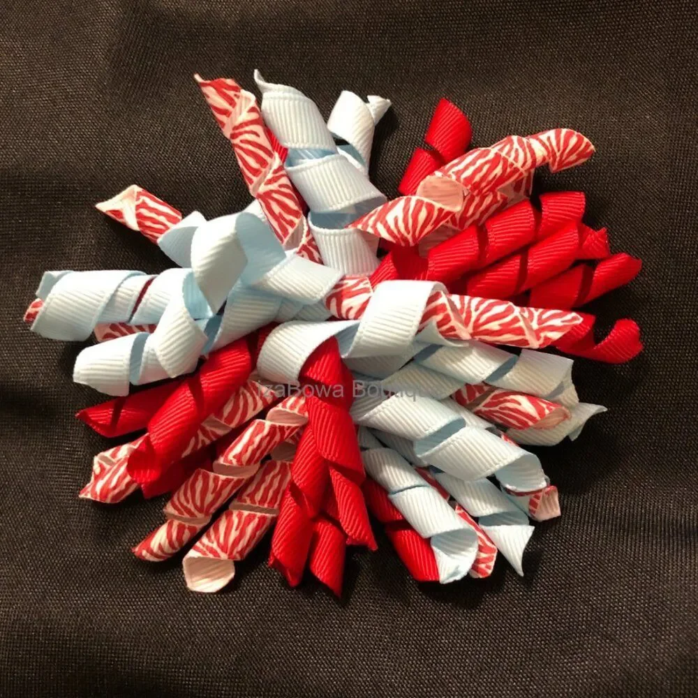*****  Red Zebra with Mint  Korker Bow   4B2774  Handmade NWT Boutique